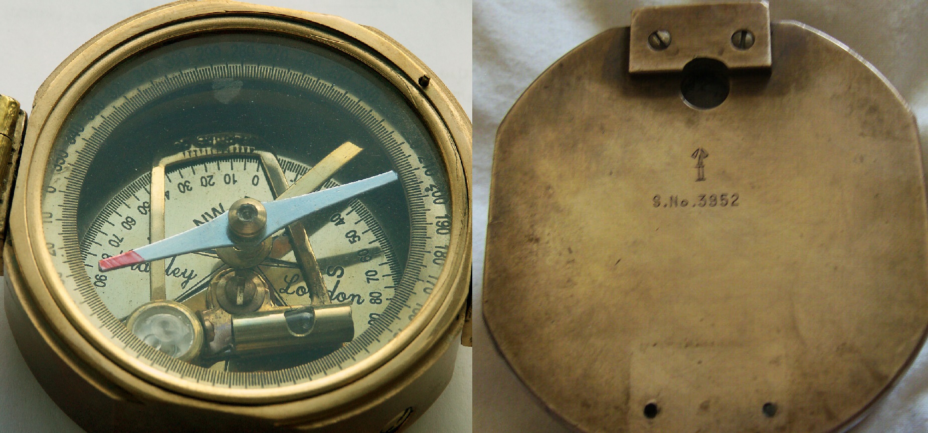 Kompass Ø 67mm … Messing brüniert … Stanley London 1917 … Schiff … Antik Replik 